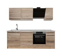 Vicco Mueble de cocina "R-Line", Sonoma/Roble dorado 220 cm | 7 Módulos · Patas regulables en altura · Encimera in rentes robustos · Con panel para lavavajillas