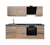 Vicco Mueble de cocina "R-Line", Sonoma/Roble dorado 220 cm | 7 Módulos · Patas regulables en altura · Sin encimera · Frentes robustos · Con panel para lavavajillas