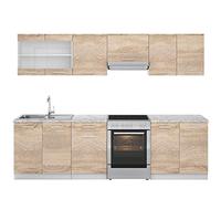 Vicco Mueble de Cocina Raul, Sonoma/Blanco, 270 cm, ET Mármol