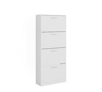 Vicco Mueble zapatero Gizmo, Blanco, 59 x 137 cm con 4 compartimentos, apto para el almacenamiento y la organización de zapatos