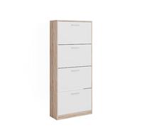 Vicco Mueble zapatero Gizmo, Sonoma/Blanco, 59 x 137 cm con 4 compartimentos