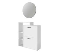 Vicco Mueble zapatero Orlando, Blanco | 2 partes, con espejo, apto para montaje en pared y combinable con otros módulos