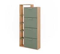 Vicco Mueble zapatero Orlando, Goldkraft roble/verde, 80 x 166.1 cm