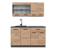 Vicco Сocina versátil R-Line, Roble Dorado, 140 cm sin encimera, Apto para ampliación Flexible con módulos adicionales