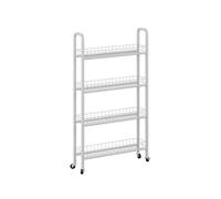 Vicco Pedestal móvil Rolivo, Blanco, 58 x 15 cm con 4 Compartimentos, fácil de posicionar sobre Ruedas para Espacios Estrechos