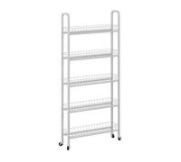 Vicco Pedestal móvil Rolivo, Blanco, 58 x 15 cm con 5 Compartimentos, fácil de posicionar sobre Ruedas para Espacios Estrechos