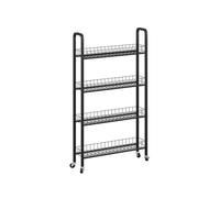 Vicco Pedestal móvil Rolivo, Negro, 58 x 15 cm con 4 Compartimentos, fácil de posicionar sobre Ruedas para Espacios Estrechos