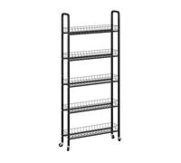 Vicco Pedestal móvil Rolivo, Negro, 58 x 15 cm con 5 Compartimentos, fácil de posicionar sobre Ruedas para Espacios Estrechos
