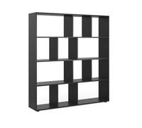 Vicco Separador de ambientes Pilar, Negro, 131.6 x 143 cm | para la distribución flexible del espacio y el almacenamiento de libros