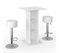Vicco Set de Mesa de Bar Rodeo, Blanco, 70 x 70 cm con 2 taburetes de Bar, utilizable como Mesa Alta, Ahorra Espacio para áreas pequeñas