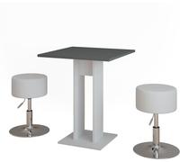 Vicco Set de mesa de comedor 65 x 65 cm con 2 taburetes, blanco/antracita