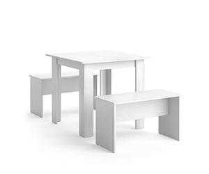 Vicco Set de Mesa de Comedor Sentio, Blanco, 80 x 80 cm
