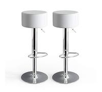 Vicco Taburete de Bar Conjunto de 2, Blanco, 33 x 92 cm 2 Partes, con reposapiés y Asiento Regulable en Altura