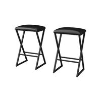Vicco Taburete de Bar Set de 2 "Vault, Negro, 40 x 64 cm 2 Partes, con reposapiés y Patas de Metal con Recubrimiento en Polvo