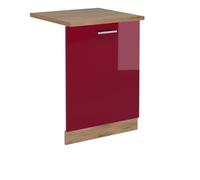 Vicco Tapa del lavavajillas R-Line, Rojo Burdeos Alto Brillo, 60 cm, ET Roble