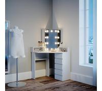 Vicco Tocador de Esquina Tilda, Blanco, 113.3 cm con iluminación LED