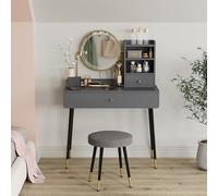 Vicco Tocador Mirela, Gris, 90 cm con Espejo LED y Taburete