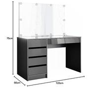 Vicco Tocador Sherry, Antracita Alto Brillo, 120 cm con iluminación LED