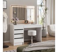 Vicco Tocador Sherry, Blanco, 120 cm con iluminación LED, con iluminación LED y Gran Espejo Rectangular