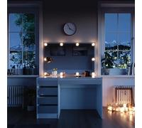 Vicco Tocador Sherry, Blanco, 120 cm con iluminación LED, con iluminación LED y Gran Espejo Rectangular