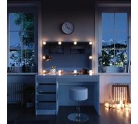 Vicco Tocador Sherry, Blanco, 120 cm con iluminación LED y Taburete, Apto para Uso Diario con Estructura Base Estable