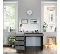 Vicco Tocador Sherry, Gris, 120 cm con Espejo LED, con iluminación LED y Gran Espejo Rectangular