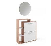 Vicco Zapatera abatible Orlando, Sonoma, 2 partes, con espejo, apto para montaje en pared y combinable con otros módulos