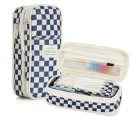 VICDUEKG Estojo Escolar, Estojo Escolar de 4 Compartimentos, Pencil Case para Adolescentes estudantes Adultos, BLU