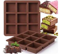 VICDUEKG Molde de silicona para chocolate, 2,8 cm de profundidad, 2 unidades Dubai chocolate, molde de silicona extraprofundo, molde para mini brownie para chocolate, chocolate, chocolate, brownie,