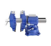 Vice Tornillo de banco pequeño, giratorio 360°, 100 mm de envergadura, de grafito esférico, para madera/metal, con base de sujeción y agujeros para tornillos, color azul