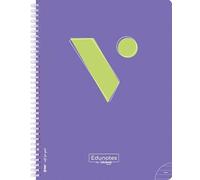 Vicens Vives - Cuaderno A4 Rayado 7mm - Edunotes - 80 Hojas con Espiral Suave SOFTRING, Papel de Lineas Extraopaco 80g, QR Educativo - Libreta Rayas A4 Escolar con Margen Morado, Ideal para Zurdos