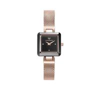 Viceroy 401182-57, Reloj Mujer Cerámica, Estilo Informal, Caja Acero y Cerámica, Esfera Negra, Malla de Acero Rosado, Impermeable 30m