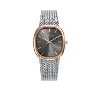 Viceroy Chic 401312-17 - Reloj Mujer Analógico Tres Agujas, Caja Rectangular Bicolor IP Rose, Malla Milanesa Plateada, Esfera Marrón