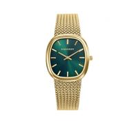 Viceroy Chic 401312-67 - Reloj Unisex Analógico Tres Agujas, Caja Rectangular Acero IP Dorado, Malla Milanesa Dorada, Esfera Verde
