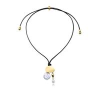 Viceroy Collar de mujer de acero Ip dorado y cordón negro con perlas naturales 15187C01012