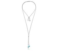 Viceroy Collar Fashion Mujer 14344C01000 - Acero Chapado Plata con Piedra Natural Amazonita Verde | Collar Largo 125 cm Elegante y Versátil