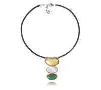 Viceroy Collar Fashion Mujer 14348C01019 - Acero IP Dorado con Piedra Natural Ágata Verde y Madre Perla | Collar Corto 38+3 cm Elegante y Colorido