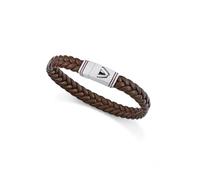 Viceroy Fashion 14330P01011 - Pulsera Hombre Piel Trenzada Marrón y Acero Inoxidable, Cierre Imantado