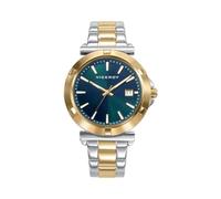 Viceroy Fashion Chic 401308-67 - Reloj Mujer Analógico 40mm, Acero Inoxidable Bicolor Plateado y Dorado, Esfera Verde, Calendario, Cierre Doble Pulsador