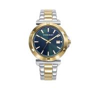 Viceroy Fashion Chic 401308-67 - Reloj Mujer Analógico 40mm, Acero Inoxidable Bicolor Plateado y Dorado, Esfera Verde, Calendario, Cierre Doble Pulsador