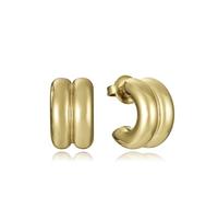 Viceroy Fashion - Pendientes de Mujer Air REF. 14195E01012 en Acero IP Dorado, Aro Abierto Doble - Joyería Moderna y Sofisticada, Diámetro 1,4 cm