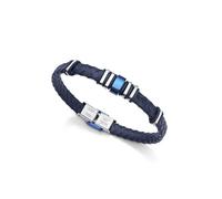 Viceroy Pulsera acero y piel trenzada azul. 6132P01013