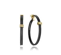 VICEROY Pendientes de mujer de acero Ip doble cable unido con barra con circonitas (15194E01010 Negro)