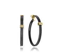 VICEROY Pendientes de mujer de acero Ip doble cable unido con barra con circonitas (15194E01010 Negro)