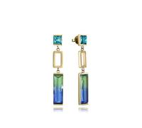 VICEROY Pendientes de mujer de acero Ip dorado con cristales verde y azules colgante 14324E01012