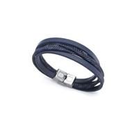 VICEROY - 14071P09013 - Pulsera Fashion de acero y piel negra y azul para hombre - 14071P09013