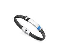 VICEROY - Pulsera Viceroy Fashion de acero con piel negra para hombre - 6480P01019