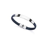Viceroy Pulsera para Hombre de acero y Piel Negra y Azul 14058P01013