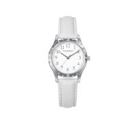 Viceroy Reloj Fashion Niña Comunión 401282-04 - Caja de Acero, Correa de Piel Blanca, Movimiento de Cuarzo, Pulsera de Plata con Cordón Rosa de Regalo