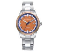 Viceroy Reloj Hombre Analógico de Acero - Acabado Bitono - 40 mm - Movimiento de Cuarzo - Tres Agujas - Esfera Naranja - Sumergible 10 ATM - Colección Abraham Mateo - 401503-97
